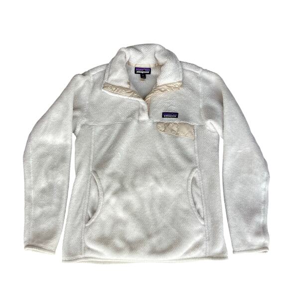 Patagonia Womens Re-Tool Snap-T Fleece Pullover Sweater Jacket White Cream Small - Picture 1 of 8